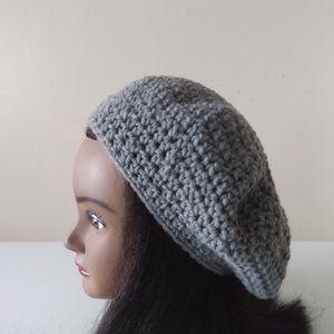 SALE! Serenity and Luxe | Heather Gray Cher Beret Crochet Hat | ONE SIZE